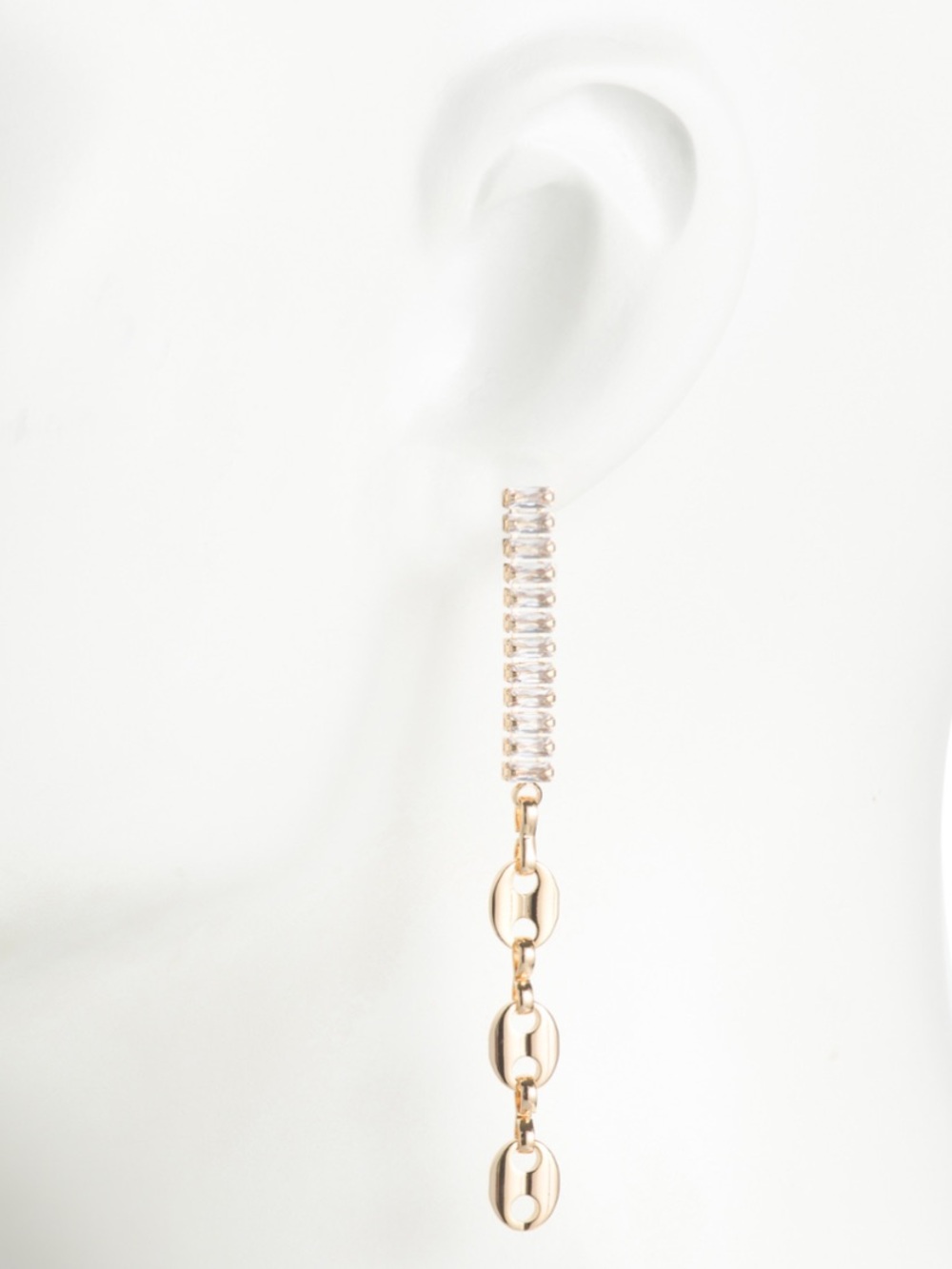 NWT Nakamol Chicago Marine Link Crystal Drop Dangle Earrings, Gold Tone